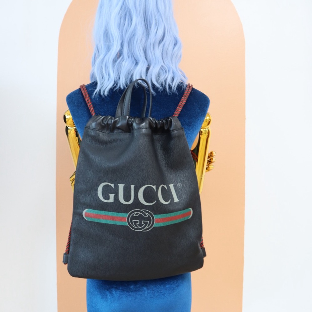 Gucci Black Designer Backpack with Iconic Branding